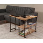 Hanah Home Mesa Auxiliar Industrial Tablero Melamina Pino Atlántico y Negro 70x63x76 cm